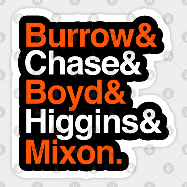 Bengals Helvetica Burrow Sticker by Carl Cordes